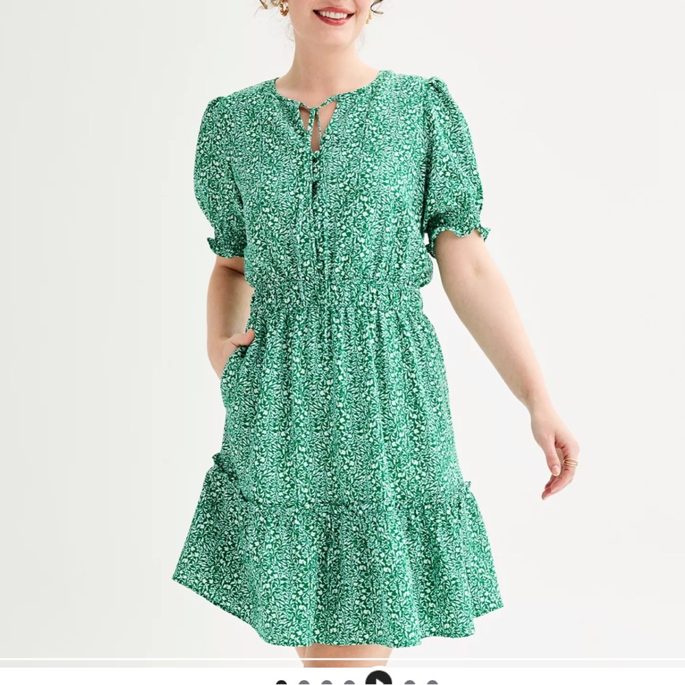 Draper James Ditsy fit & flare green dress size XLarge New with tags